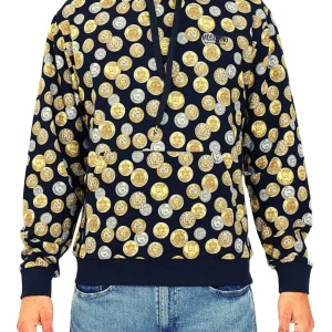 Moschino Underbear Felpa con Cappuccio Collezione Monete Cotone Nero