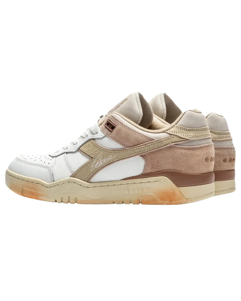 Diadora Sneakers B.560 Dino Russo Limited Edition in Pelle Bianco Beige - immagine 3