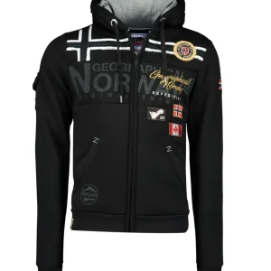 Geographical Norway Felpa Garadock Full Zip Cappuccio Misto Cotone Nero Uomo
