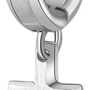 Brosway Orecchino Singolo Uomo a Cerchio in Acciaio con Simbolo Croce Collezione INK - BIK27