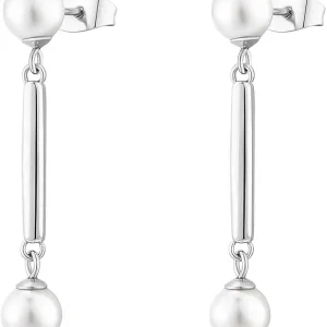 Brosway Orecchini lunghi AFFINITY in acciaio e perle Swarovski bff168