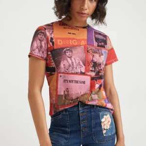 Desigual Digital Patch Maglietta Colorata Multicolore Donna