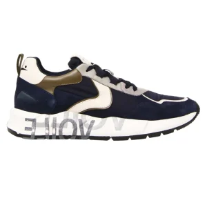 Voile Blanche Sneaker Sportiva In Pelle E Tessuto, Lacci Trekking E Suola In Gomma Blu Uomo