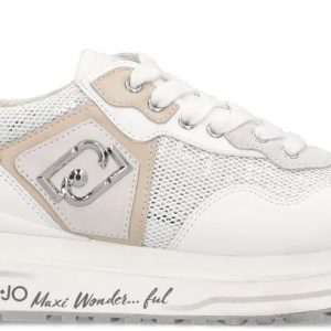 Liu jo scarpe donna sneakers Maxi Wonder 01 pelle Bianco Beige