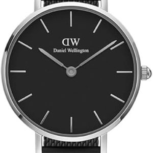 Daniel Wellington orologio petite 28mm inox 316L cromo black ashfield DW00100246