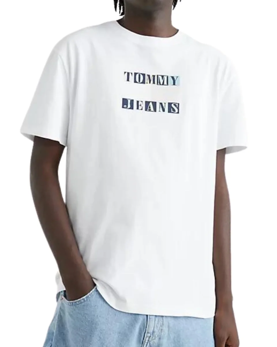 Tommy Jeans T-shirt Classic Fit con Grafica Pastello in Cotone Bianco - immagine 3