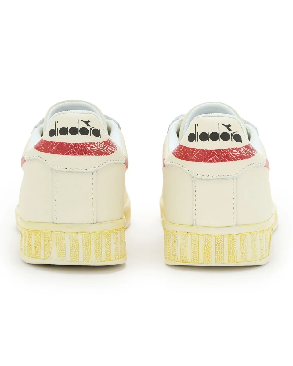Diadora Sneakers Game L Low Retro in Pelle Bianco Rosso - immagine 5