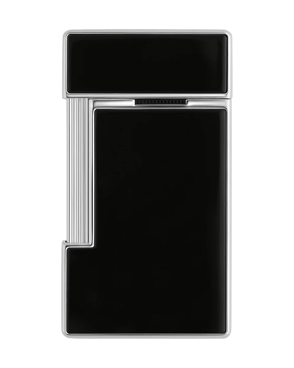 S.t.dupont accendino gas Slimmy Argento cromo e nero laccato 028221 - immagine 3