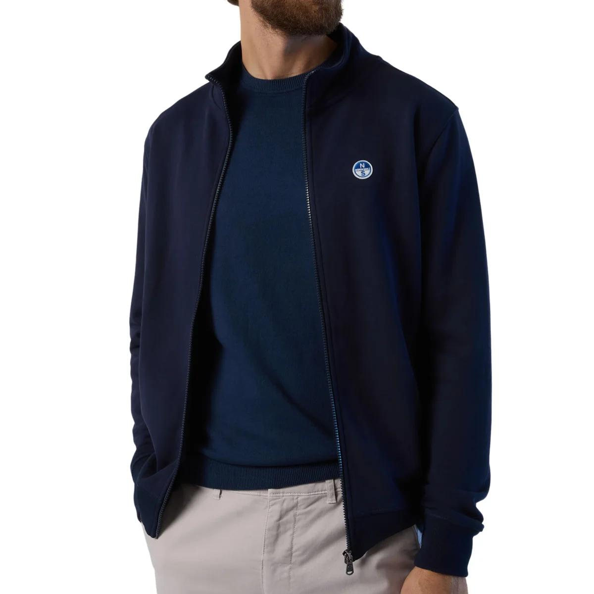North Sails Felpa manica lunga BASIC FULL ZIP SWEATSHIRT blu navy 691221 - immagine 3