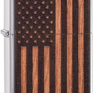 Zippo Antivento Ricaricabile Made In Usa Marrone 29966 WOODCHUCK USA FLAG