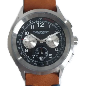 Spalding & Bros A.g. Quarzo Seiko Crono Hancock Custodia Pelle E Box Regalo Marrone Uomo