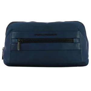 Piquadro In Tessuto Riciclato E Pelle Con Zip Centrale Blu Uomo