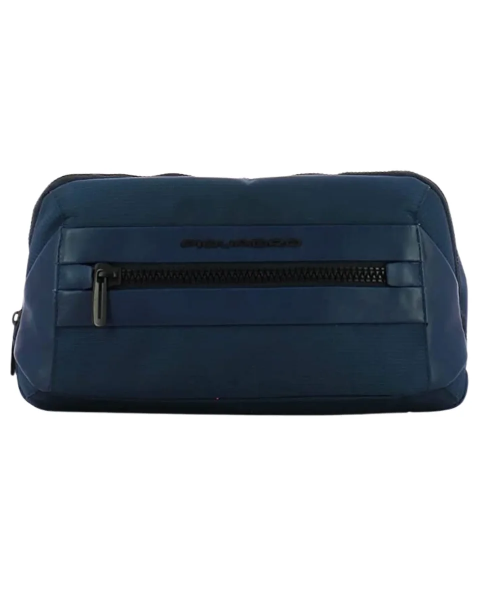 Piquadro In Tessuto Riciclato E Pelle Con Zip Centrale Blu Uomo