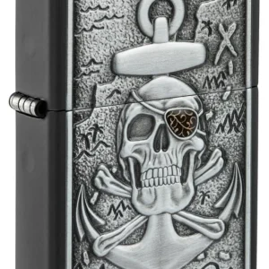 Zippo Techio Pirata Ancora Placca Nero Unisex