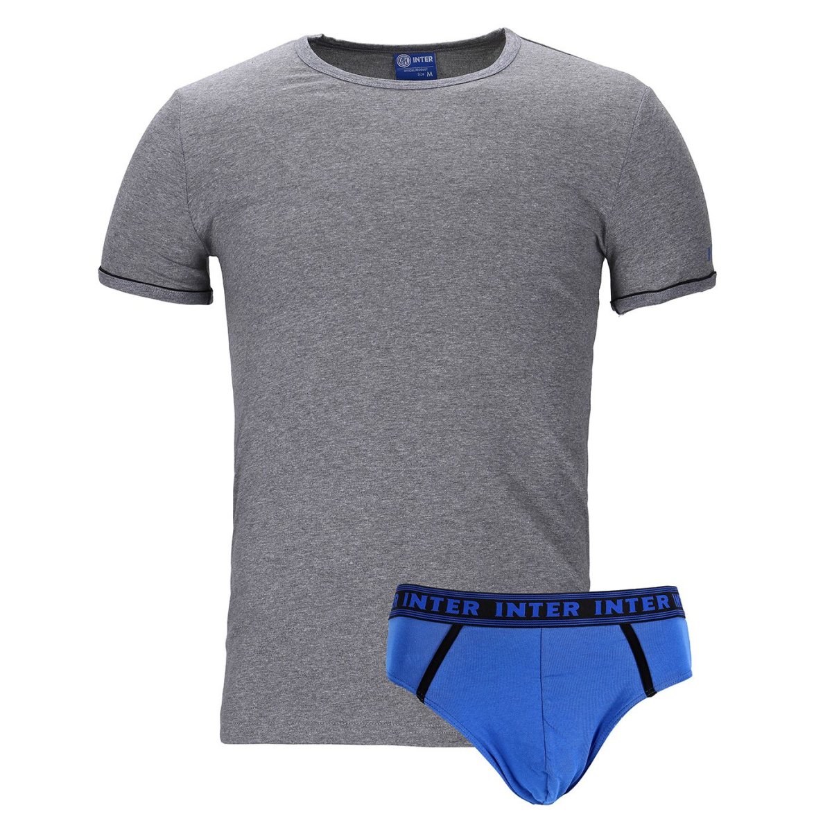 Completo set intimo slip e maglietta t-shirt Inter Fc grigio Uomo