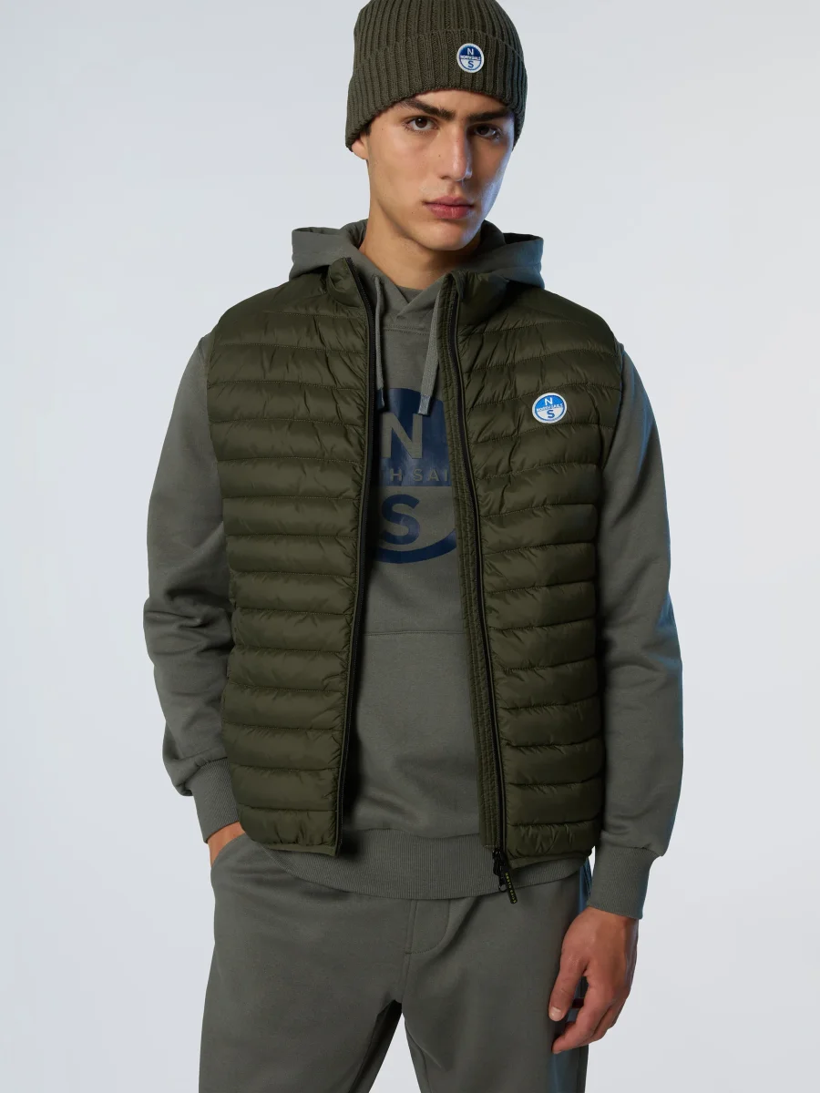 North Sails smanicato vest giubbino piumino leggero gilet zephyr antivento acqua forest verde - immagine 3