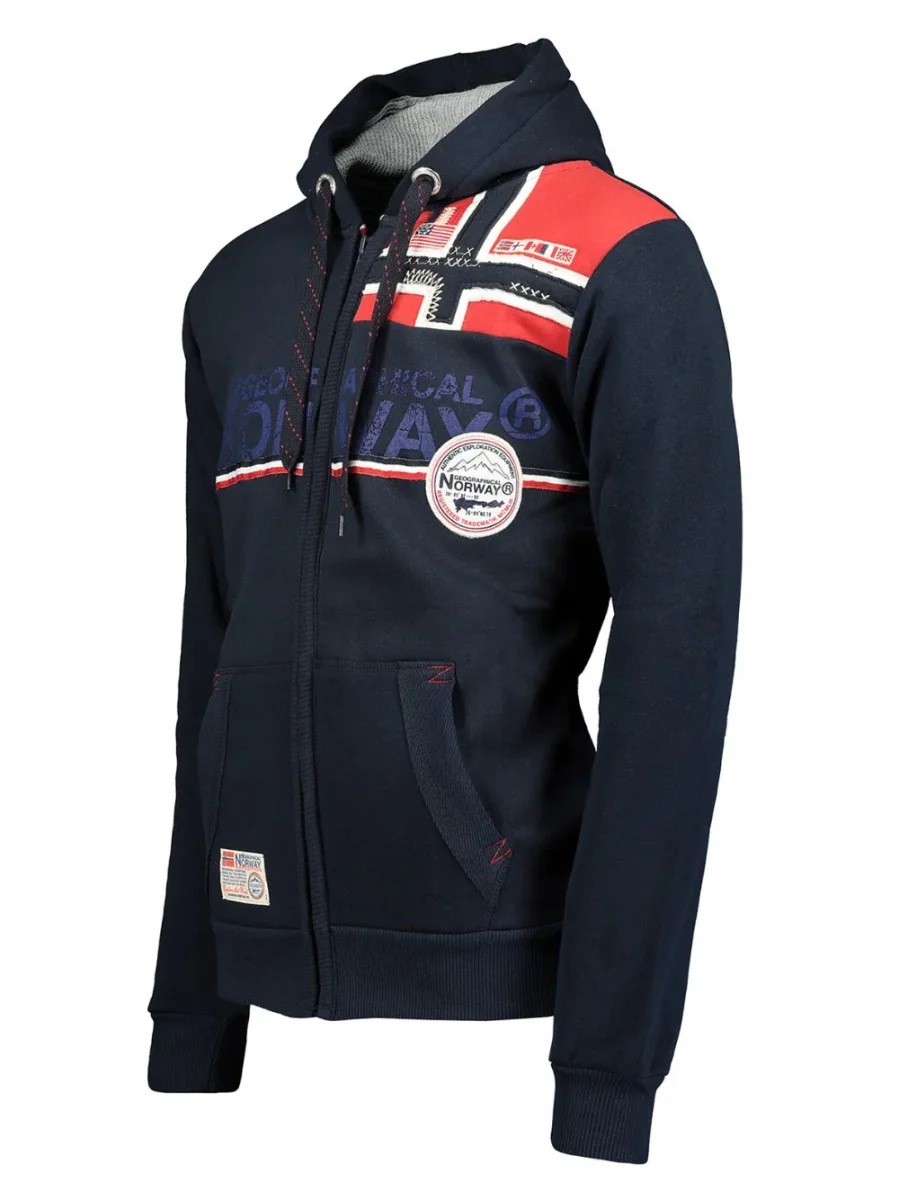 Geographical Norway Felpa Full Zip Fespote Misto Cotone Blu Navy Uomo - immagine 3