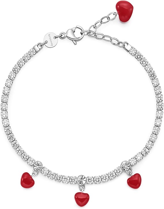 Brosway Bracciale Tennis in Acciaio e Cubic Zirconia Simbolo Cuore Collezione Desideri BEI044
