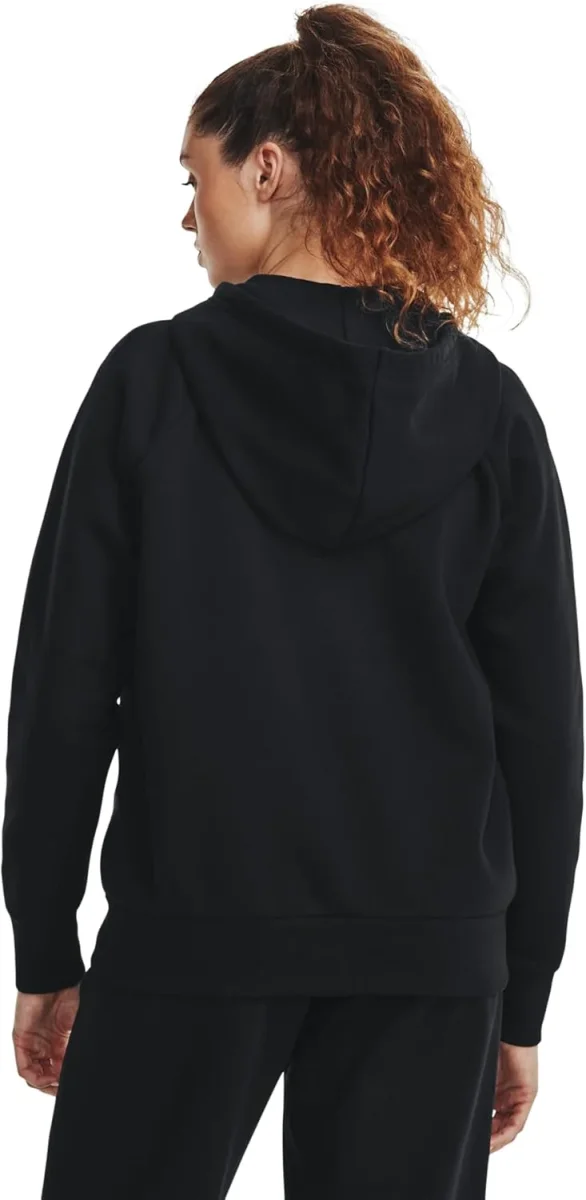 Under Armour felpa full zip pile misto cotone cappuccio RIVAL donna allenamento UA nero - immagine 5