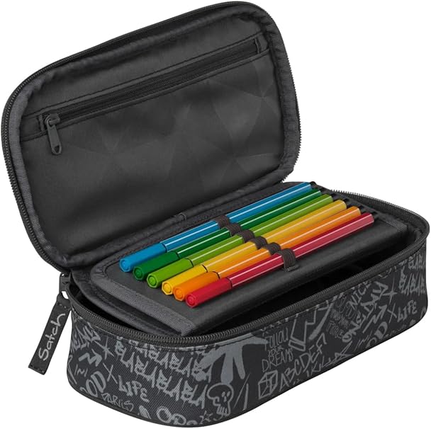 Satch Portapenne Astuccio Scolastico 22x6x11 Cm pensilcase Street Ink nero black - immagine 4