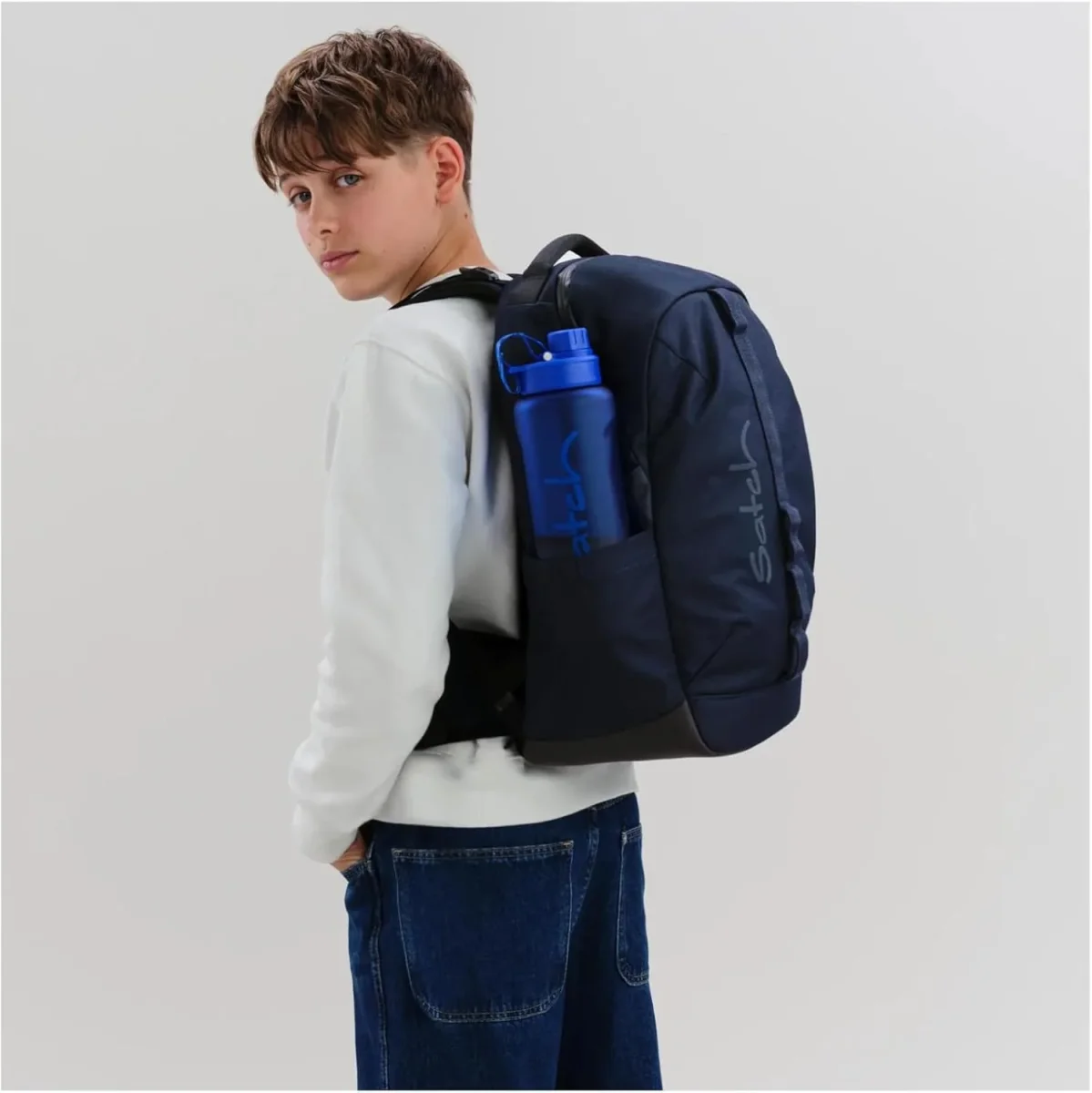 Satch Zaino scuola CONNEXT porta pc laptop Ergonomico Impermeabile Dark Blue 22 litri - immagine 3