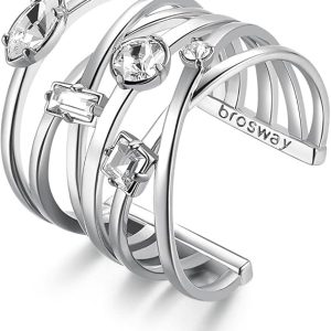 Brosway Anello Donna regolabile a Fascia in Ottone e Cristalli | Collezione Affinity - BFF124b
