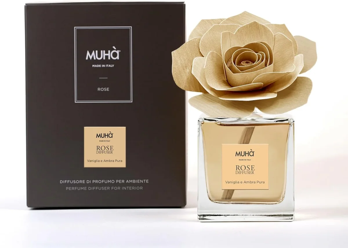 Muhà Profumatore D'ambiente home decor Fiore ROSA 100 Ml vaniglia ambra pura - immagine 3