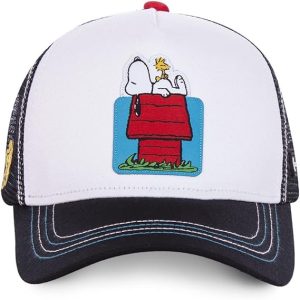 Capslab Cappellino con Visiera Collezione Peanuts Misto Cotone Bianco Nero Unisex