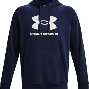 Under Armour felpa con cappuccio UA Rival Fleece Logo da uomo pile misto cotone blu
