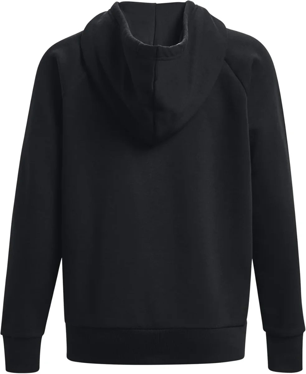 Under Armour felpa full zip pile misto cotone cappuccio RIVAL donna allenamento UA nero - immagine 3