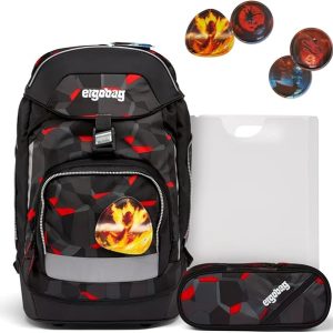 Ergobag Set prime zaino portapenne Ergonomico Personalizzabile Eco Resistente Acqua Sporco Nero Bambino TaekBeardo