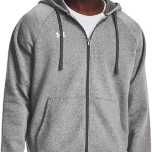 Under Armour felpa full zip pile misto cotone cappuccio RIVAL uomo allenamento UA grigio