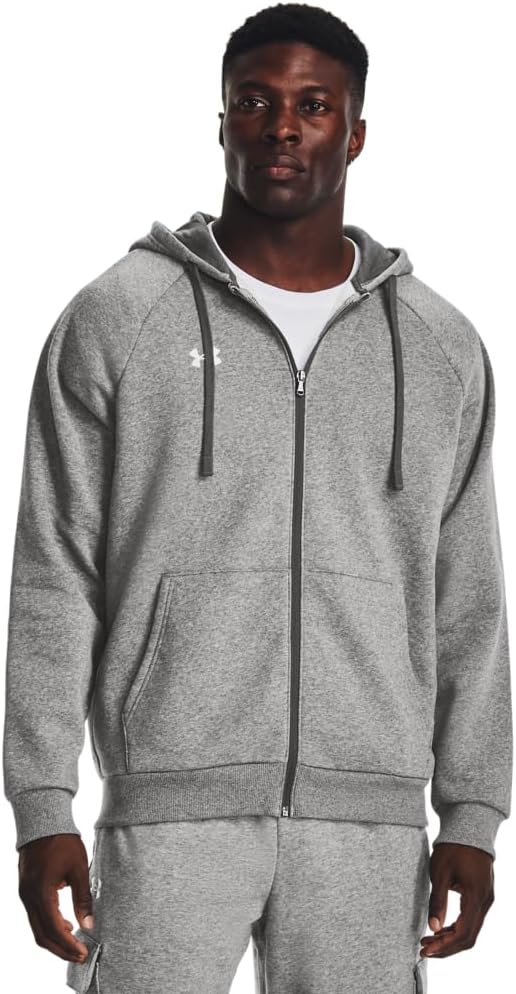 Under Armour felpa full zip pile misto cotone cappuccio RIVAL uomo allenamento UA grigio