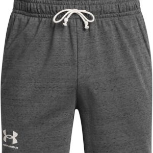 Under Armour Shorts da Allenamento UA Rival Terry 6 inches Misto Cotone Grigio Logo Bianco Unisex