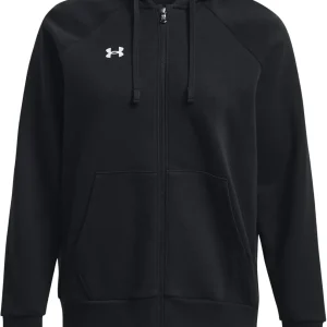 Under Armour felpa full zip pile misto cotone cappuccio RIVAL donna  allenamento UA nero