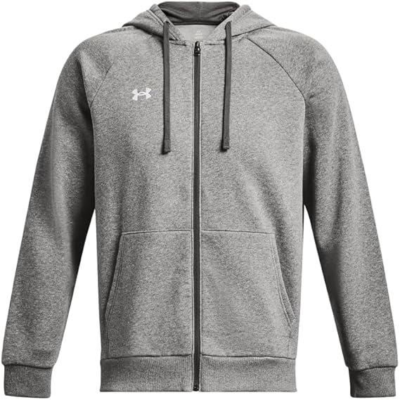 Under Armour felpa full zip pile misto cotone cappuccio RIVAL uomo allenamento UA grigio - immagine 5