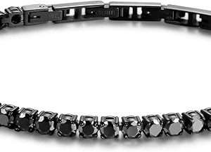 Brosway Bracciale uomo Tennis in Acciaio e Cubic Zirconia nero Collezione Avantgarde - BVD12