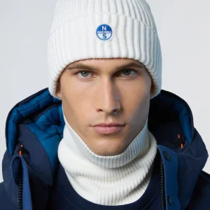 North Sails Cuffia berretta beanie hat costa inglese ricamo patch 623285 bianco