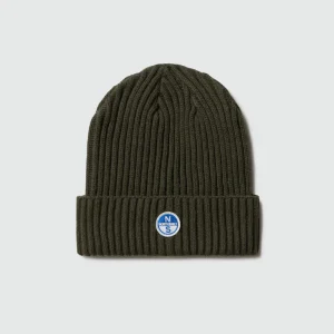 North Sails Cuffia berretta beanie hat costa inglese ricamo patch 623285 verde forest