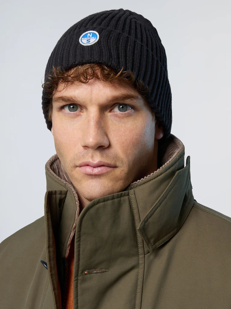 North Sails Cuffia berretta beanie hat costa inglese ricamo patch nero 623285 - immagine 3