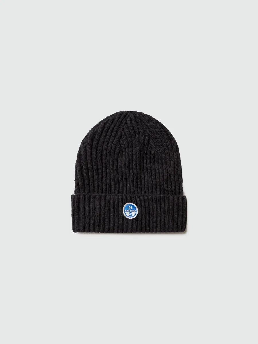 North Sails Cuffia berretta beanie hat costa inglese ricamo patch nero 623285