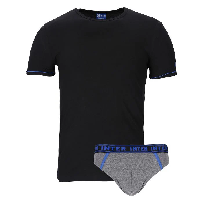 Completo set intimo slip e maglietta t-shirt Inter Fc nero Uomo