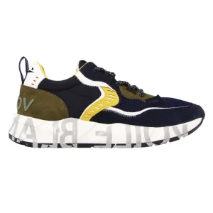 Voile Blanche Sneaker In Pelle E Tessuto, Suola In Gomma Blu Uomo