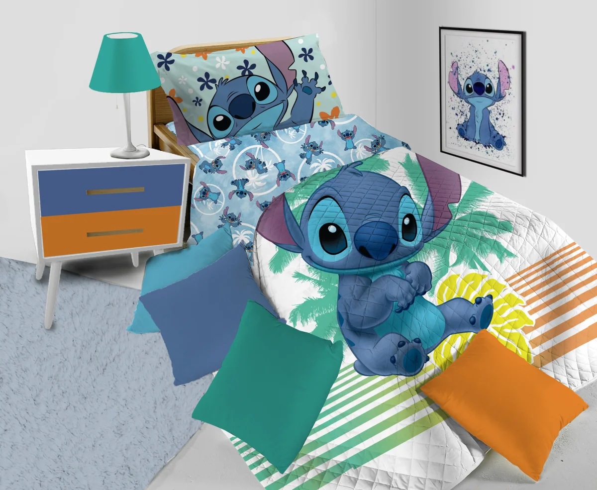 STITCH DISNEY Copriletto trapuntato Letto Singolo Cotone UFFICIALE 160x170 cm - immagine 3