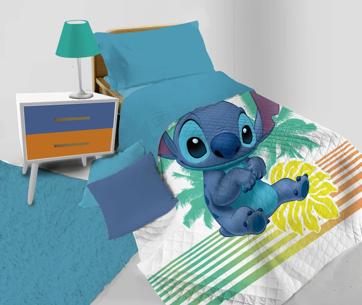 STITCH DISNEY Copriletto trapuntato Letto Singolo Cotone UFFICIALE 160x170 cm - immagine 4