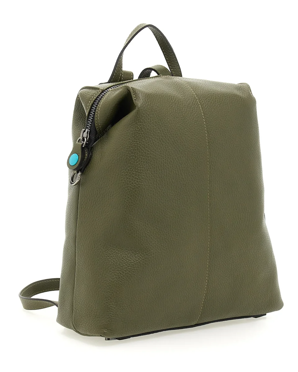 Gabs Zaino Grande con versione Borsa Shopper 100% Pelle Opaco Verde Militare - immagine 6