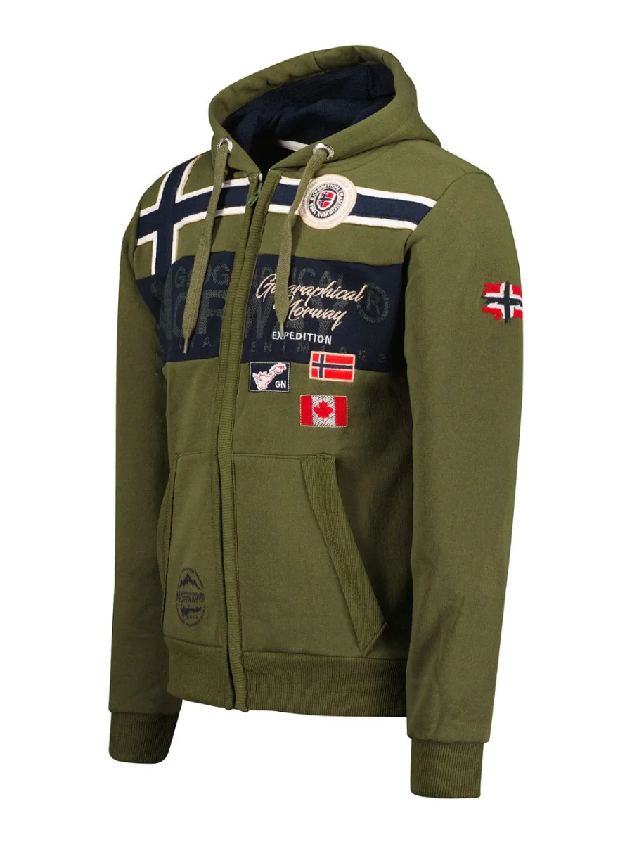 Geographical Norway felpa Garadock Cappuccio Misto Cotone Outdoor Verde Uomo - immagine 3
