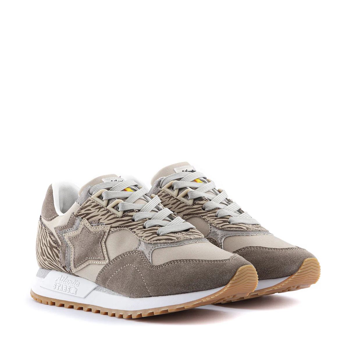 Atlantic Stars Sneakers Casual Lacci Stelle Beige Donna - immagine 3