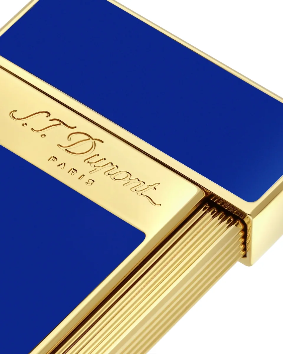 S.t.dupont accendino Biggy Potente Fiamma Torcia Laccato Blu e Oro - 025005 - immagine 5