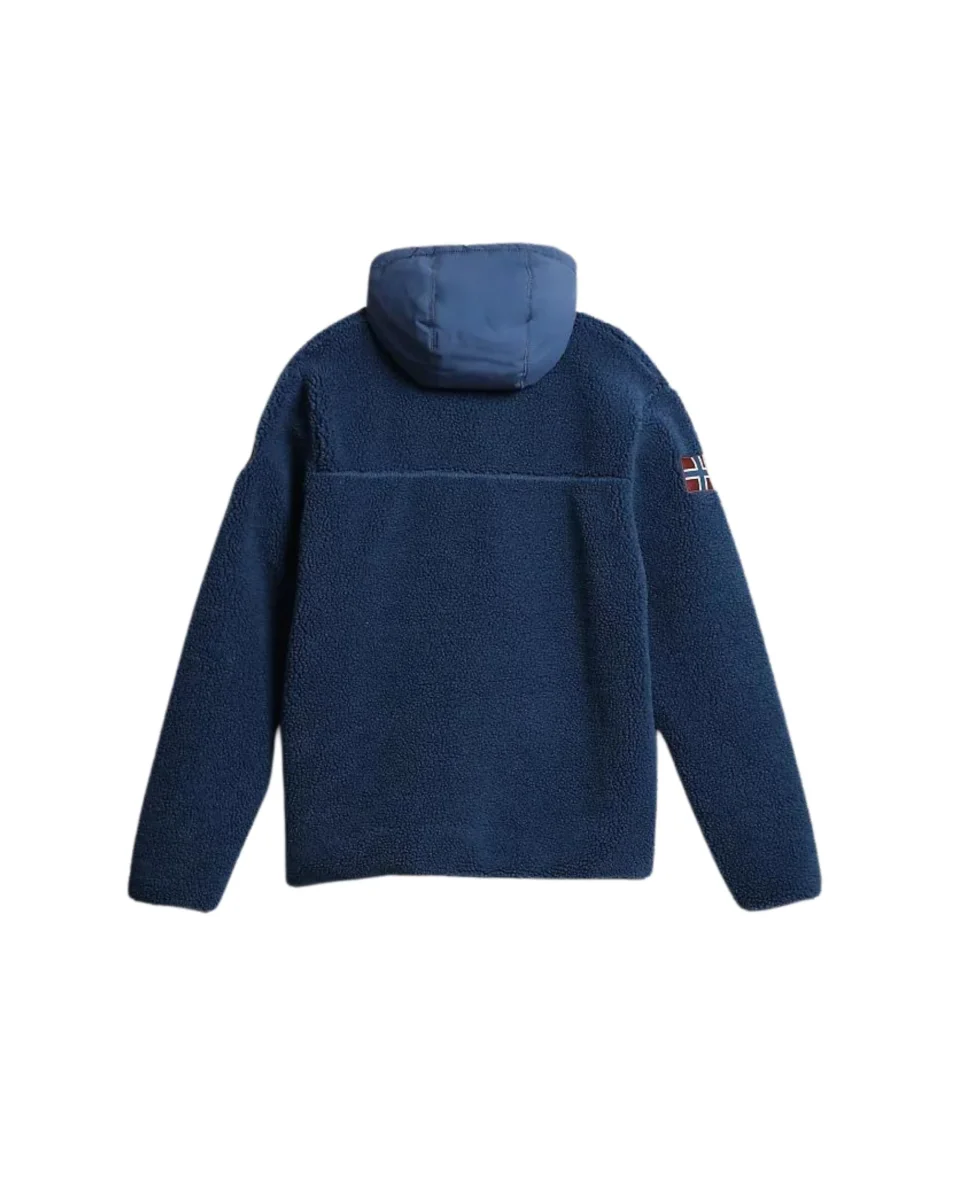 Napapijri Felpa con Cappuccio Mezza Zip Blu - immagine 3
